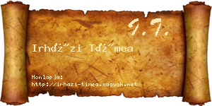 Irházi Tímea névjegykártya
